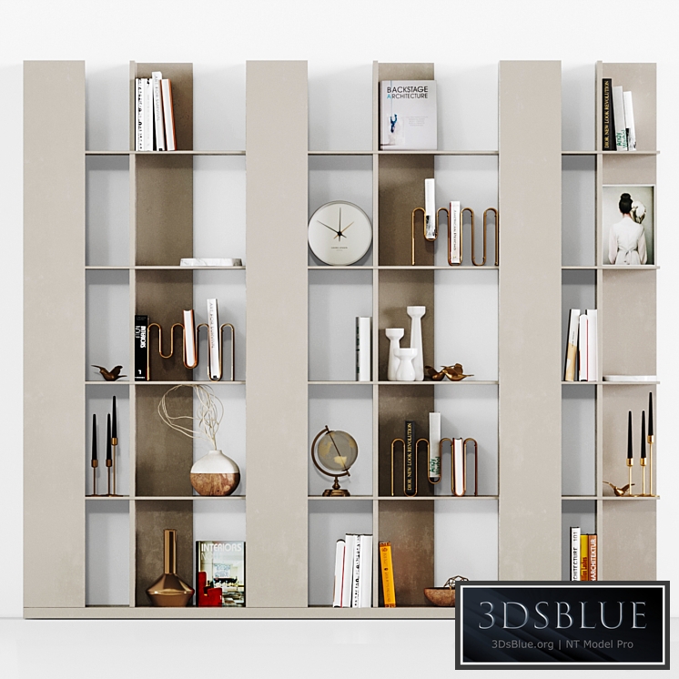 modern bookshelf 01 3DS Max - thumbnail 3