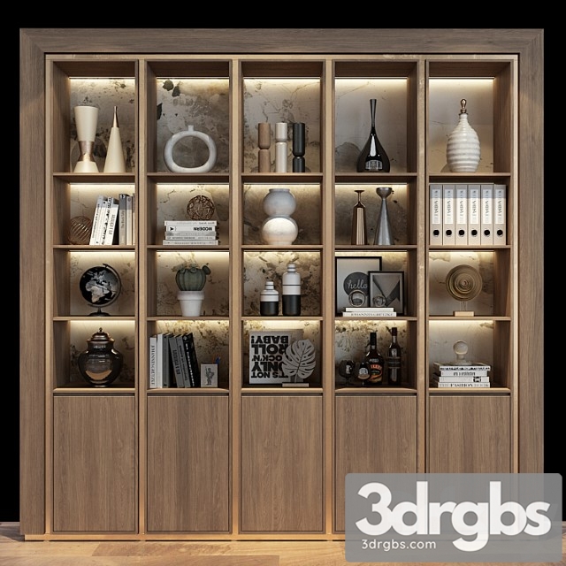 Modern luxury wooden bookshelf ghs-2368 - thumbnail 1