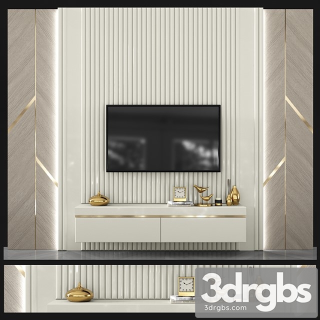 Modern Tv Shelf Set15 1 3dsmax Download - thumbnail 1