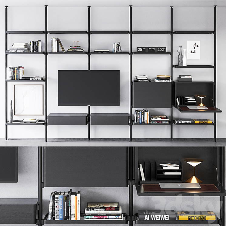 Molteni & C Hector bookcase composition 3 3DS Max - thumbnail 1