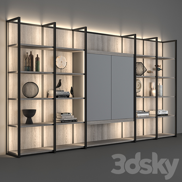 Natevo Continuum bookcase (Flou) 3DS Max Model - thumbnail 2