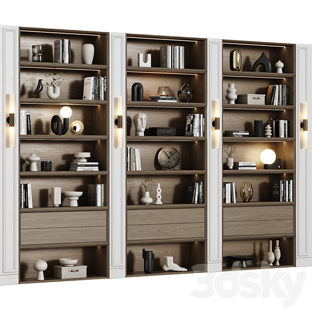 Neoclassical modular shelving unit 01 3ds Max - thumbnail 1