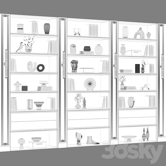 Neoclassical modular shelving unit 01 3ds Max - thumbnail 3