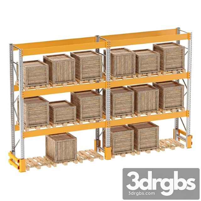 Pallet Rack For Warehouse Pallet Box 3dsmax Download - thumbnail 1