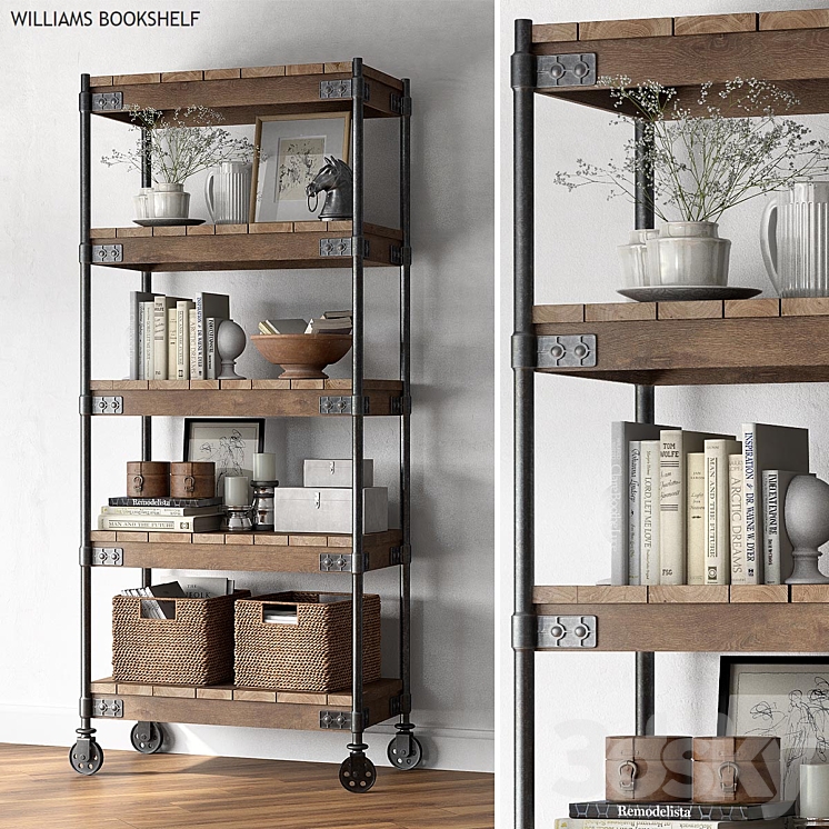 Pottery barn WILLIAMS BOOKSHELF 3DS Max - thumbnail 1