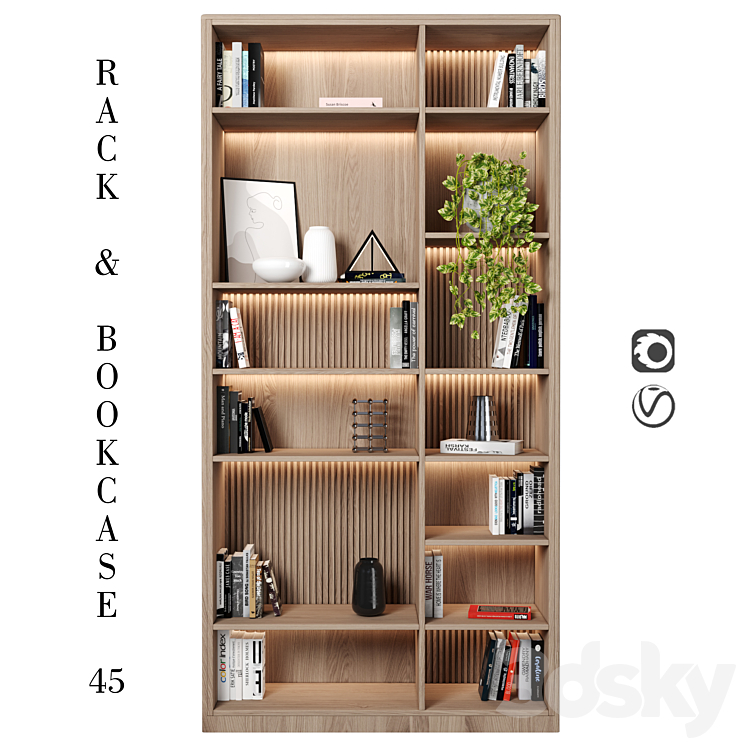 Rack and Bookcase 3DS Max Model - thumbnail 1