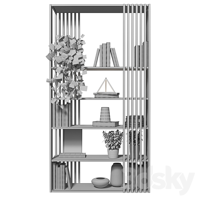 Rack and Bookcase 90 3DS Max Model - thumbnail 4