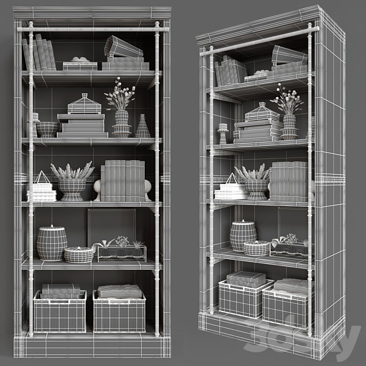 Rack Pottery Barn Gavin Reclaimed Wood Bookcase 3DS Max - thumbnail 2