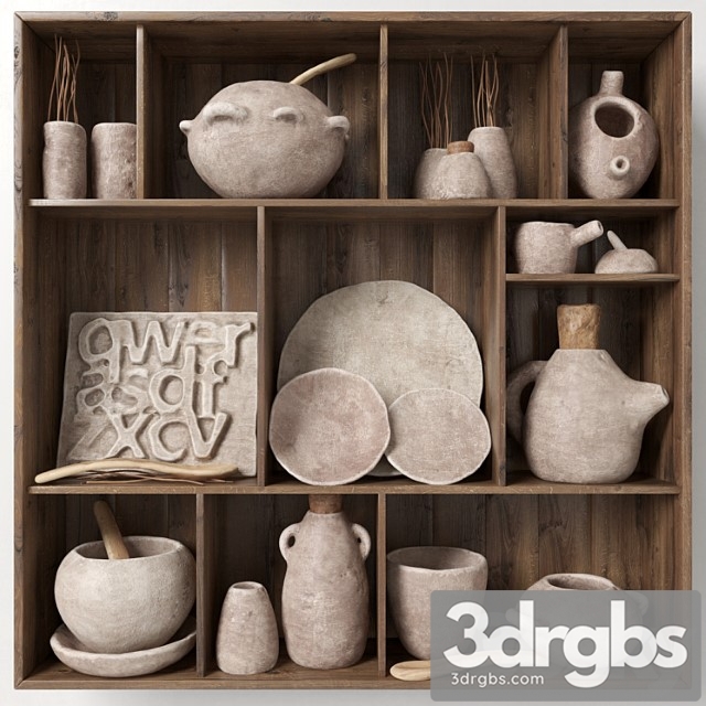 Rack with clay dishes 2 3dsmax Download - thumbnail 1