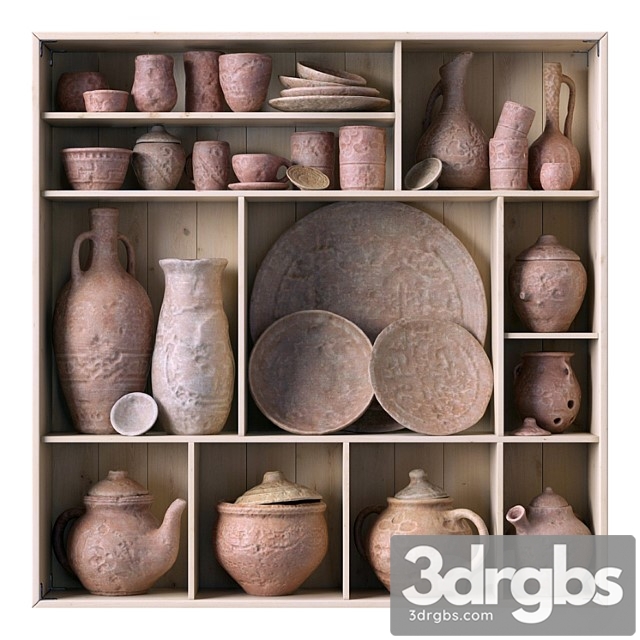 rack with clay dishes no.14 - thumbnail 1