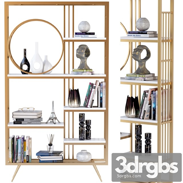 Rack with decor, books and figurines - thumbnail 1