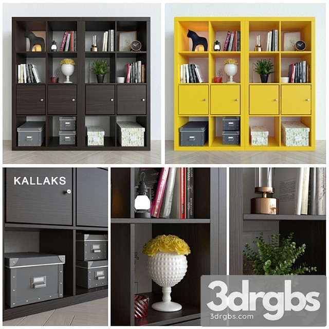 Shelf Ikea Kallax Kallax With Decor 3dsmax Download - thumbnail 1