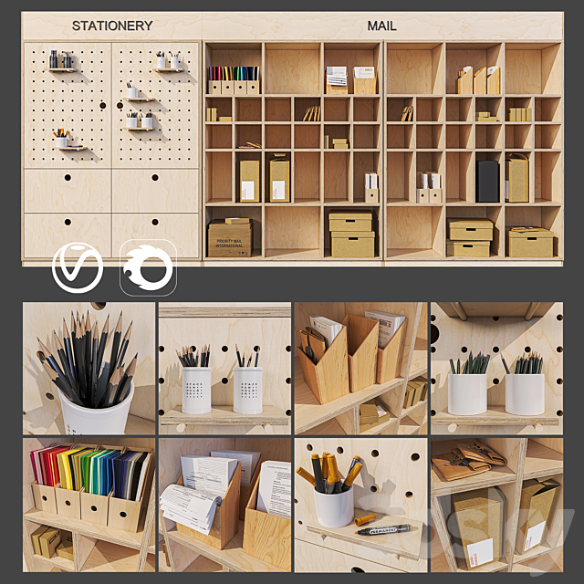 Shelving for office _ play _ nursery No. 2 3DSMax File - thumbnail 1