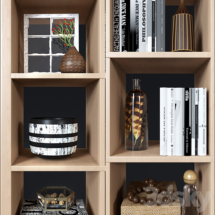 Shelving unit Ikea Kallax 3DS Max - thumbnail 2