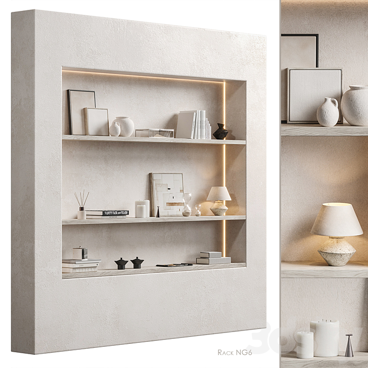 Shelving unit NG6 with Zara Home decor 3DS Max Model - thumbnail 1