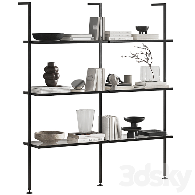 Shelving unit with Zalf decor 3ds Max - thumbnail 1