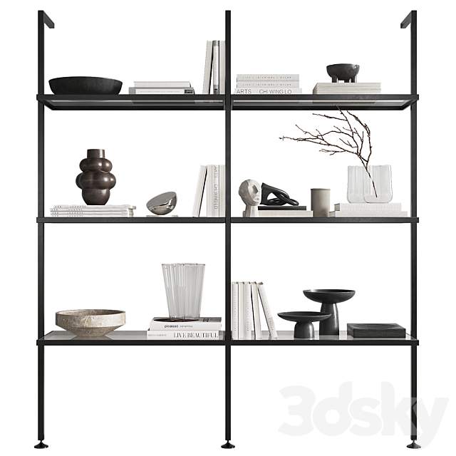 Shelving unit with Zalf decor 3ds Max - thumbnail 2