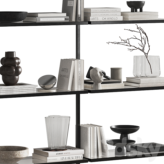 Shelving unit with Zalf decor 3ds Max - thumbnail 3