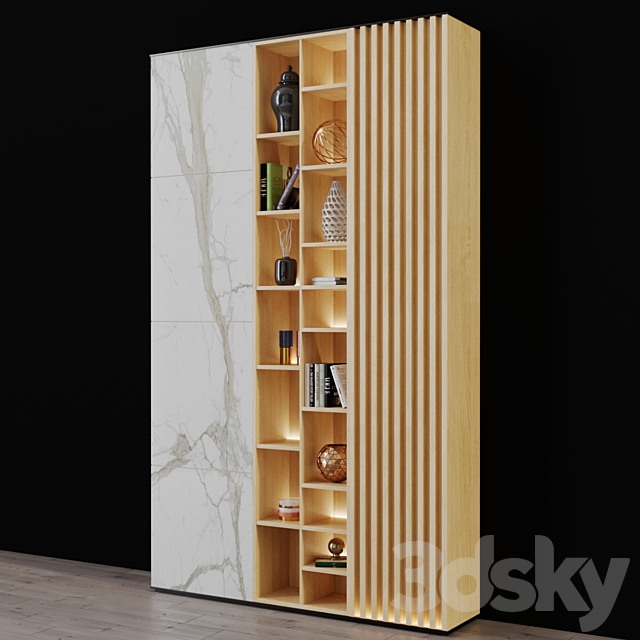 Shelving with decor 3 3DS Max Model - thumbnail 2