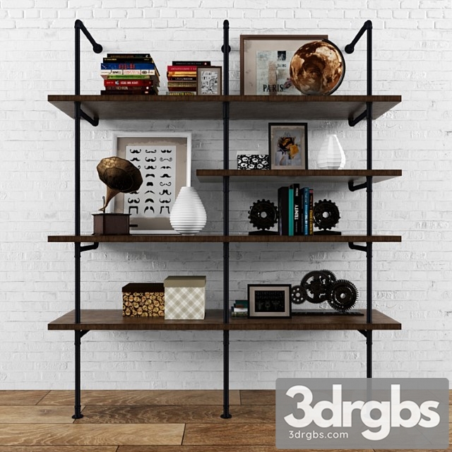 Vintag Shelves Loft Shicht Decor Set 3dsmax Download - thumbnail 1