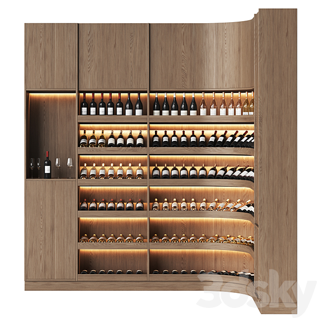 Wine library for a home wine cellar or restaurant 3ds Max - thumbnail 2