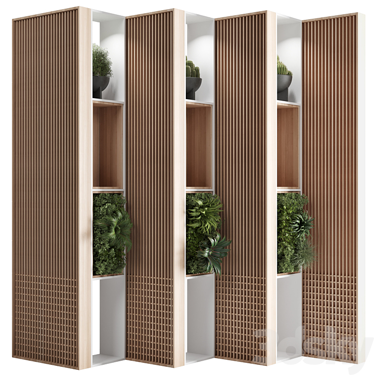 Wooden Partition With Plant 01 3DS Max Model - thumbnail 3