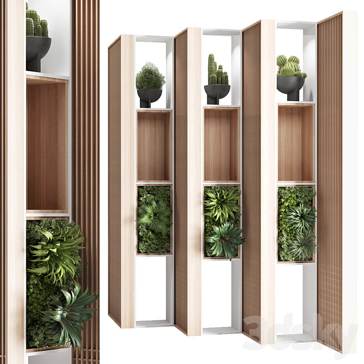 Wooden Partition With Plant 01 3DS Max - thumbnail 2