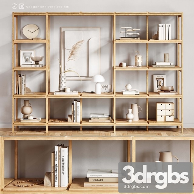Wooden Rack With Decor 3dsmax Download - thumbnail 1