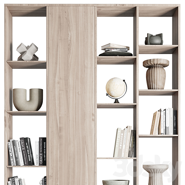 wooden Shelves Decorative With vase and Book 3DSMax File - thumbnail 3