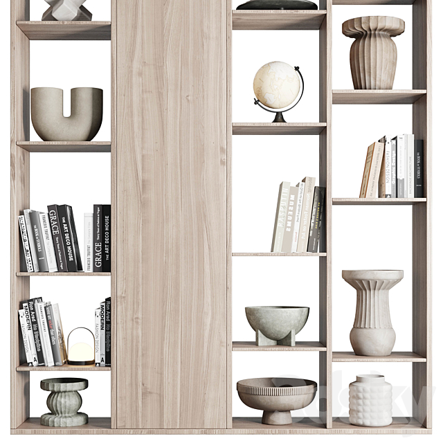 wooden Shelves Decorative With vase and Book 3DSMax File - thumbnail 4
