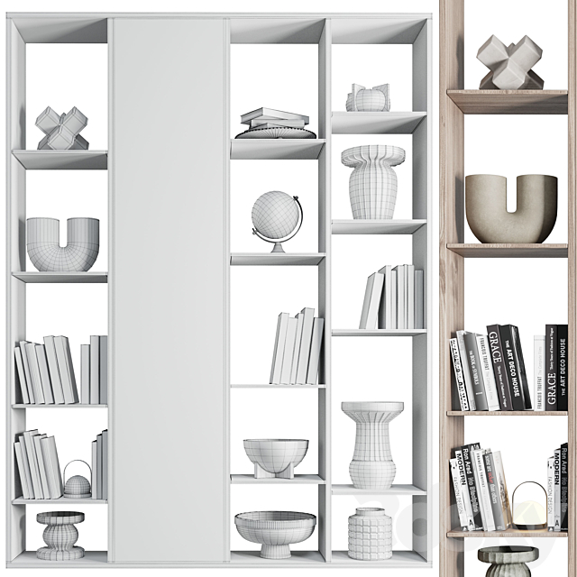 wooden Shelves Decorative With vase and Book 3DSMax File - thumbnail 5
