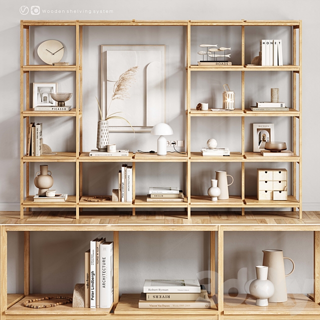 Wooden_Shelving_and_decor 3DSMax File - thumbnail 1