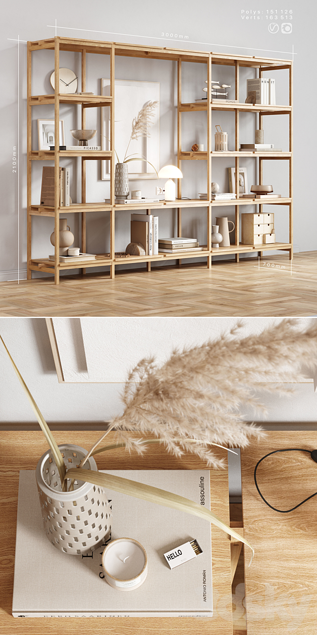 Wooden_Shelving_and_decor 3DSMax File - thumbnail 2