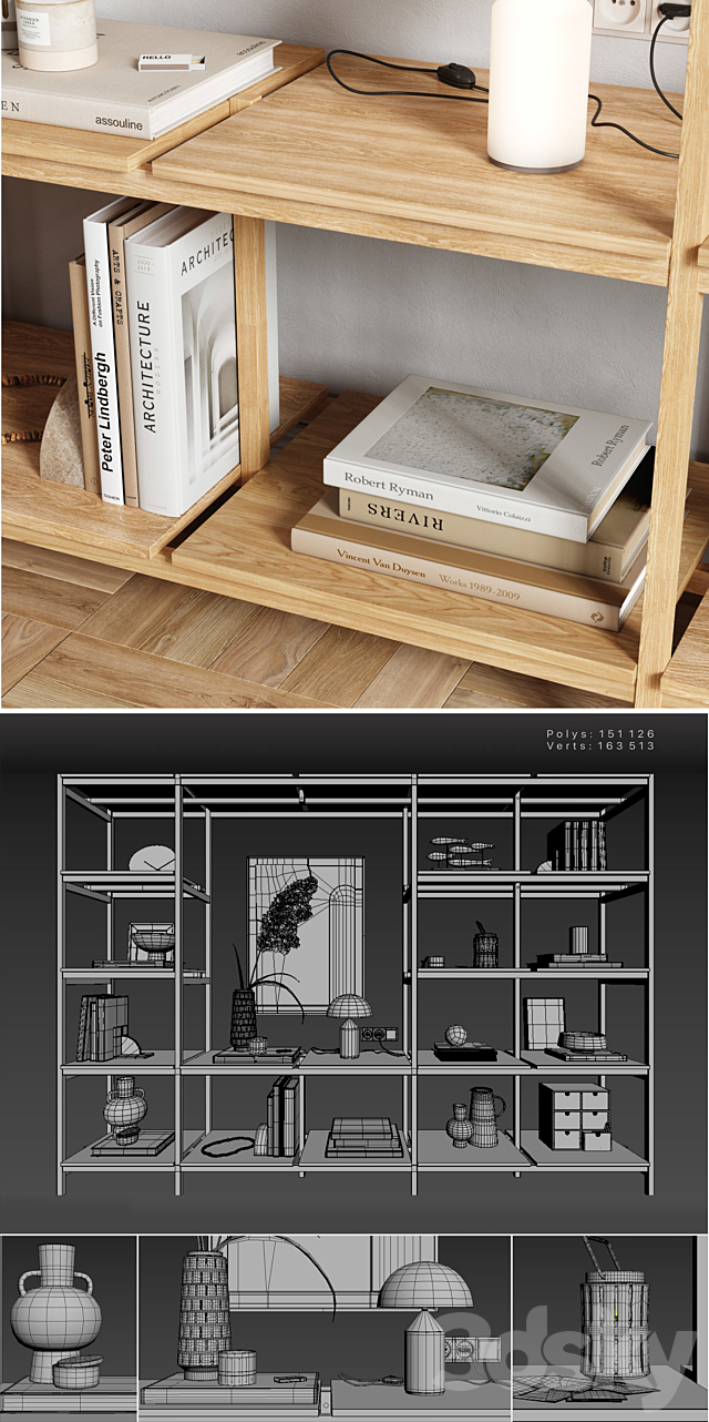 Wooden_Shelving_and_decor 3DSMax File - thumbnail 6