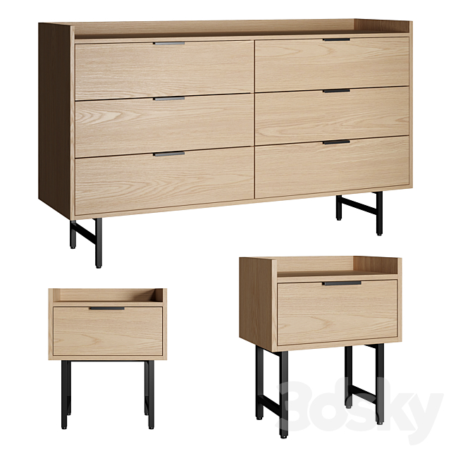 009 La Redoute headboard table and chest of drawers Volga 3DSMax File - thumbnail 1