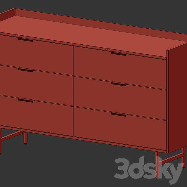 009 La Redoute headboard table and chest of drawers Volga 3DSMax File - thumbnail 4