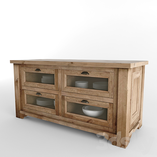 20TH C. SALVAGED WOOD KITCHEN ISLAND 3DS Max Model - thumbnail 3