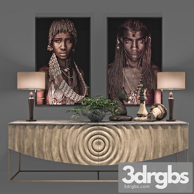 African decoration console set 2 3dsmax Download - thumbnail 1