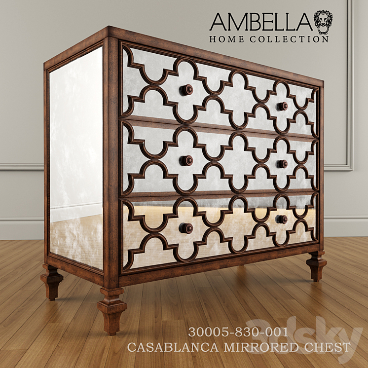 Ambella Home CASABLANCA MIRRORED CHEST 3DS Max - thumbnail 1