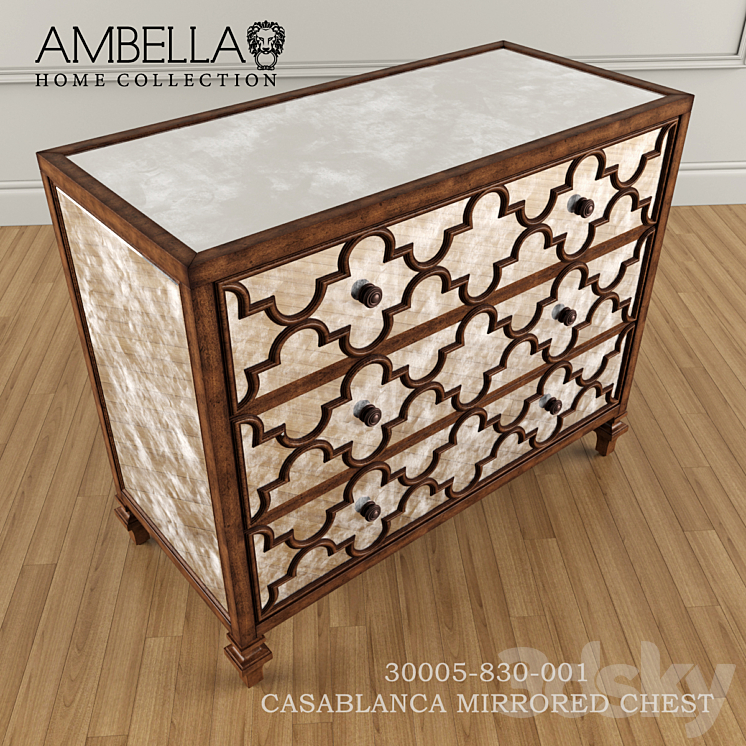 Ambella Home CASABLANCA MIRRORED CHEST 3DS Max - thumbnail 2