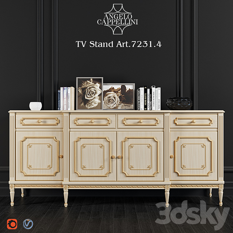 Angelo Cappellini TV Stand Art.7231 \/ 04 3DS Max Model - thumbnail 1