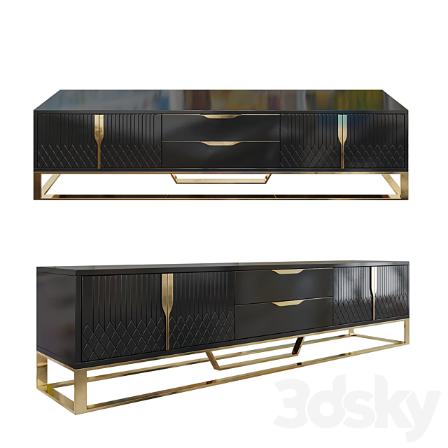 Aro Modern Stylish Black TV Stand 3DSMax File - thumbnail 1