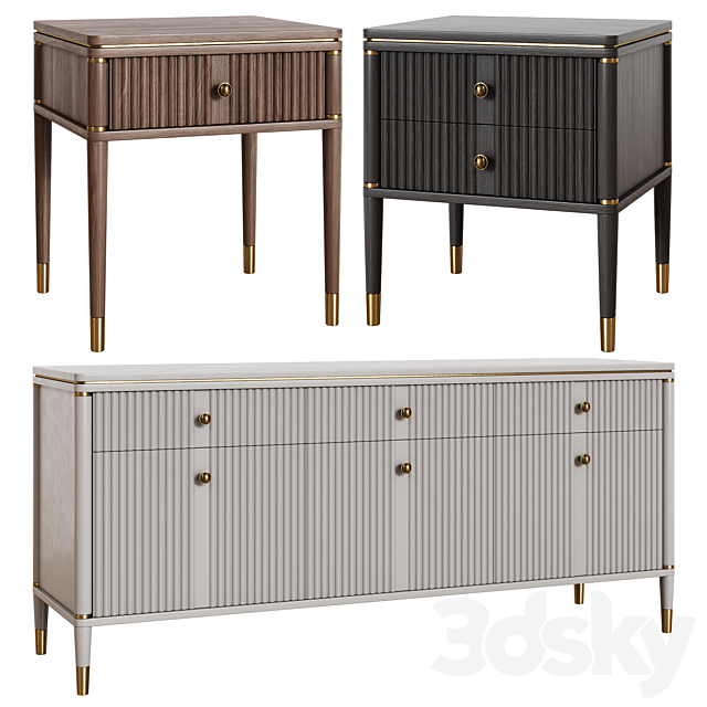 Art Deco chest of drawers and bedside table 09 3ds Max - thumbnail 1