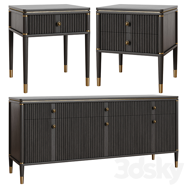 Art Deco chest of drawers and bedside table 09 3ds Max - thumbnail 2