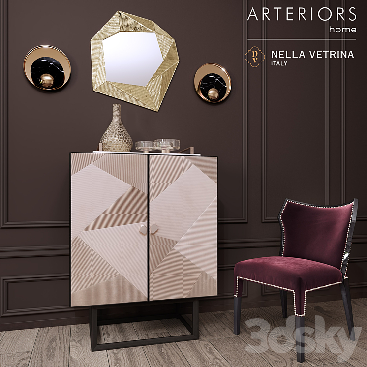 ARTERIORS Home Gatsby Cocktail Cabinet Miami Chair Decor Set 3DS Max Model - thumbnail 3