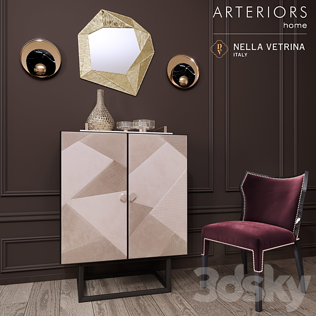 ARTERIORS Home Gatsby Cocktail Cabinet Miami Chair Decor Set 3DSMax File - thumbnail 1