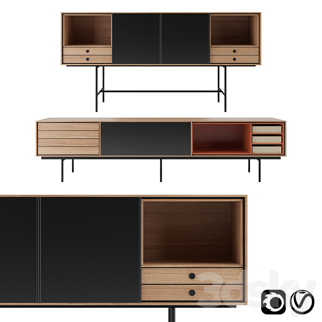 Aura Sideboard with adjustable front panel by Treku 3DSMax File - thumbnail 1