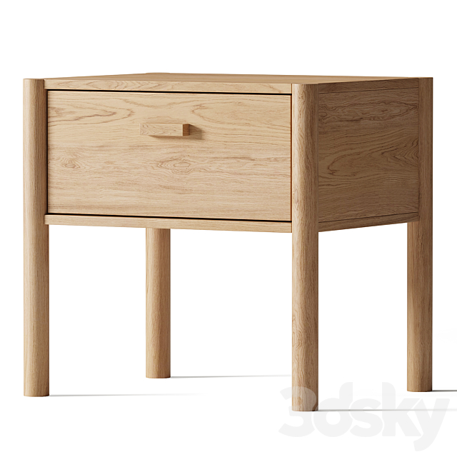 Axel Oak Bedside Table 3ds Max - thumbnail 1