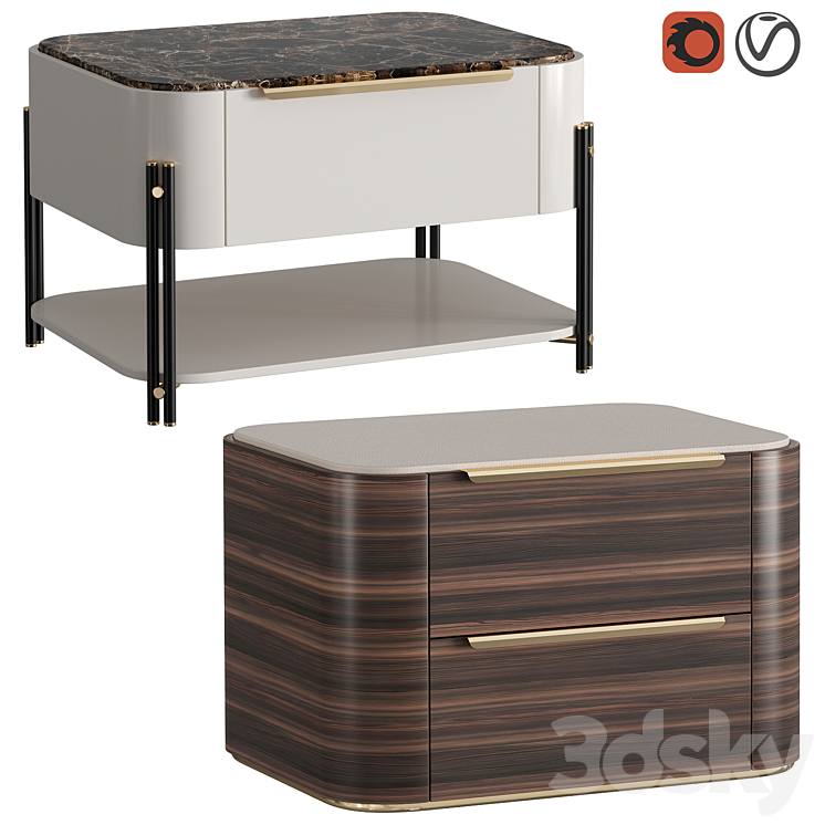 BAMBOO bedside tables 3DS Max Model - thumbnail 1