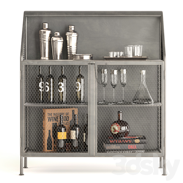 Bar Vintage French Factory Bar Cart 3DSMax File - thumbnail 1